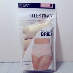 Ellen Tracy Seamless Brief Panties 4 Pack Womens Small Cream Full Coverage NWT